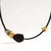 Necklace with Clover Charms and Glass Bead on Neoprene - Image 2