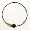 Necklace with Clover Charms and Glass Bead on Neoprene