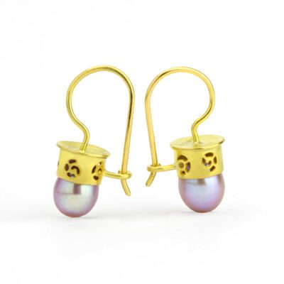 18K Gold Drop Earrings with Freshwater Pearls