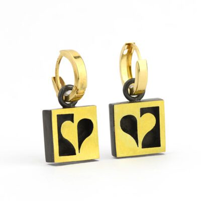 18k Gold & Sterling Silver "Heart" Earrings
