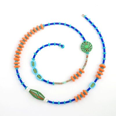 3D N32 "Varga Pinwheel & Lantern" Neck, Blue-Orange