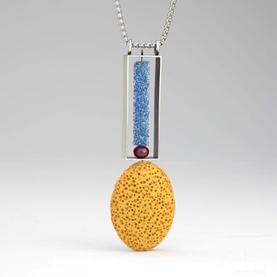 Ochre Lava & Crystal Pendant